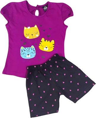 ArpanGarments Baby Girls Casual Top Shorts(Purple)