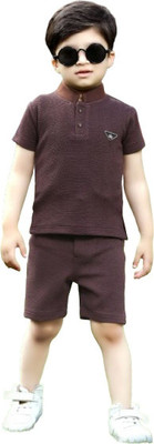 Meena and company Boys Casual T-shirt Shorts(Maroon)