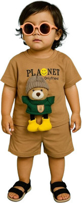 MiniMighty Baby Boys Casual T-shirt Shorts(brown)
