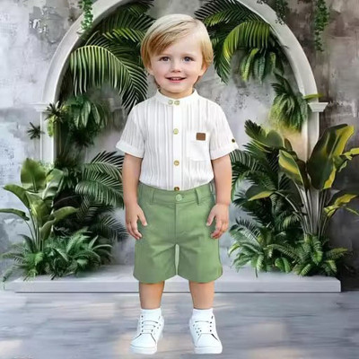 MODTHREAD Boys & Girls Casual Shirt Shorts(white,Pista)