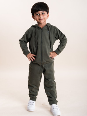 KiddoPanti Boys & Girls Casual Sweatshirt Track Pants(Military Green)