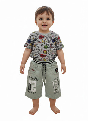 Silakaari Baby Boys & Baby Girls Avengers Casual T-shirt T-shirt(Grey)