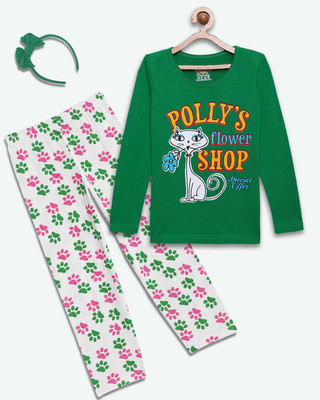 CLAEL Girls Casual Pyjama Sleepsuit(BGN_FOOT)