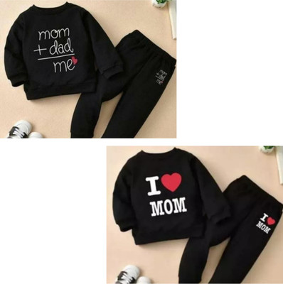 pankhu Baby Boys & Baby Girls Casual T-shirt Pyjama, Track Pants(Black Combo1)