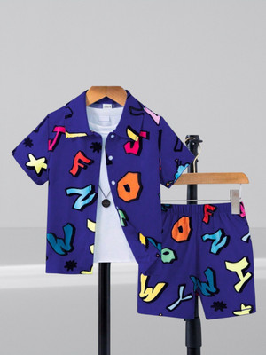 DEEPIMPEX Boys & Girls Party(Festive) Shorts Shirt(PURPLE)