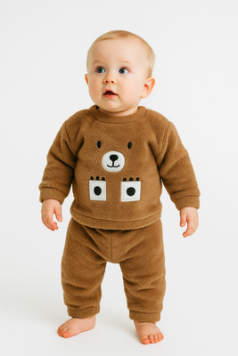 Fly Step Baby Boys & Baby Girls Casual Dress Pyjama(Brown)