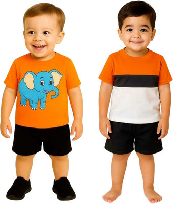 SEGRO Baby Boys & Baby Girls Casual T-shirt Shorts(ORANGE)