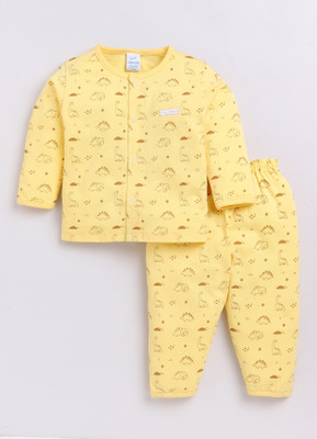 Dollar Baby Boys Printed Yellow Shirt & Pyjama set
