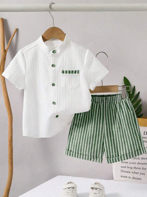 CSHUB Baby Boys Party(Festive) Shirt Shorts(WHITE, GREEN)