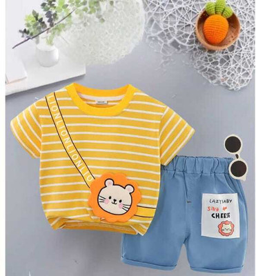 CosTheeta Baby Boys & Baby Girls Casual T-shirt Pant(Yellow)