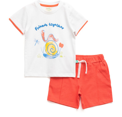 JusCubs Boys Casual T-shirt Shorts(White)