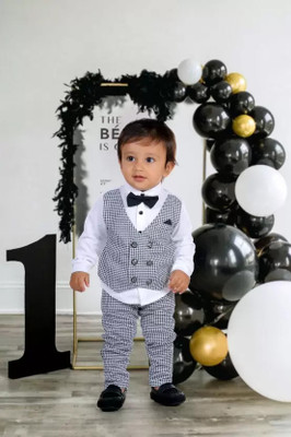 Belliza Baby Boys & Baby Girls Party(Festive) Shirt Pant, Bow Tie, Waistcoat(SP-BABASUIT)