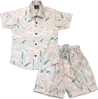 PEEBROS Boys Party(Festive) Shirt Shorts(Pink)