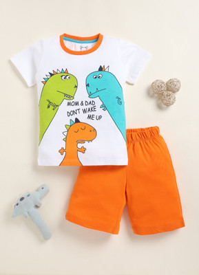 Lazy Shark Boys Casual T-shirt Shorts(White)