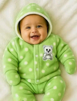 aulbo Baby Boys & Baby Girls Party(Festive) Romper Pyjama(Green)