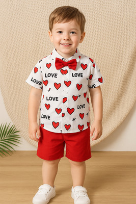 SVH Fashion Baby Boys & Baby Girls Casual Shirt Shorts(Red Heart)