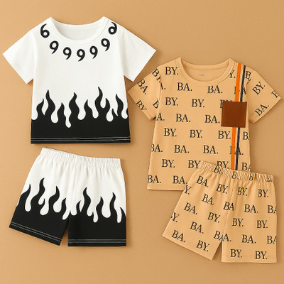 Y Tulsi Boys Casual Dress T-shirt, Shorts(black and white, brown)