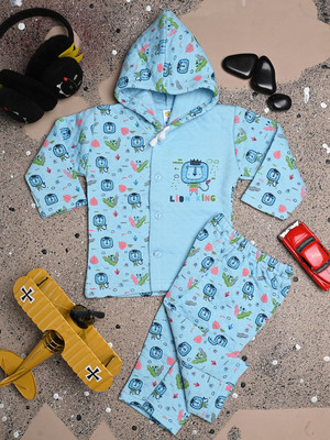 V-MART Baby Boys & Baby Girls Casual T-shirt Pyjama(Sky Blue)