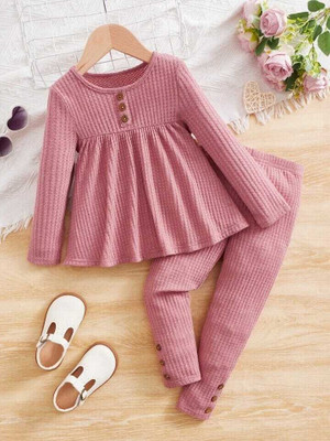 HouseOfCommon Baby Girls Party(Festive) Top Pant(Pink)