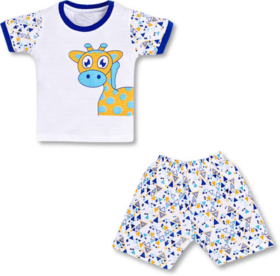Alamco Baby Boys Casual T-shirt Shorts(White)