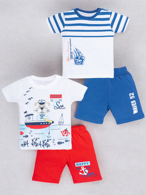 Guti Boys Casual T-shirt Shorts(Blue&White, Red&White)