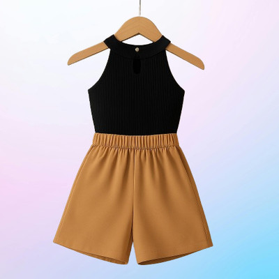 RIYANSHI Girls Casual Top Skirt(Black, Brown)