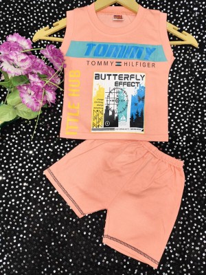 MODINA ENTERPRISE Baby Boys Casual T-shirt Pant(Orange)