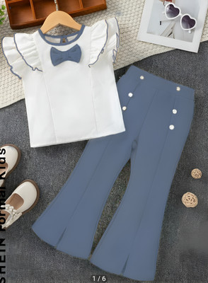 COLLECTIONKINGS Girls Casual Top Pant(Grey)