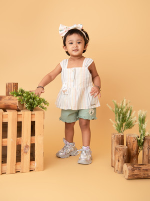BABY'S DAY Baby Girls Casual Top Shorts(Green)