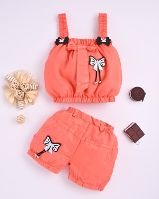 Mytex Baby Girls Party(Festive) Top Shorts(orange)