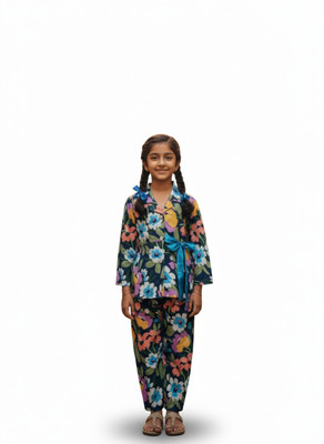 Rangi Saga Girls Casual Top Pant(Blue)