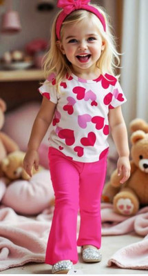 botgo Baby Girls Casual T-shirt Pyjama(PINK)
