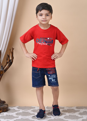 HouseOfCommon Boys Casual T-shirt Shorts(RED)