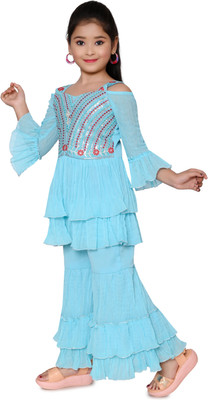 NIVARACREATION Girls Party(Festive) Dress Capri(BLUE)