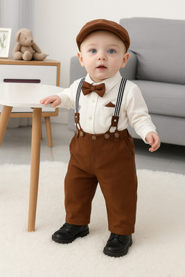 PLUSEBURRY Baby Boys & Baby Girls Party(Festive) Shirt Pant(White Stylish)