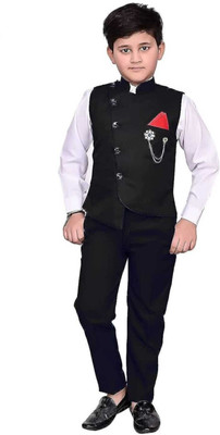Go Berry Boys Party(Festive) Shirt Jeans, Bow Tie, Waistcoat(BLACK)
