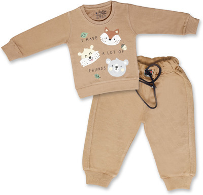 Joy Kids Baby Boys Casual Sweatshirt Track Pants(Brown)