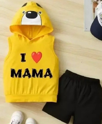 SRP COLLECTION Baby Boys & Baby Girls Casual T-shirt Shorts(Yellow Black)