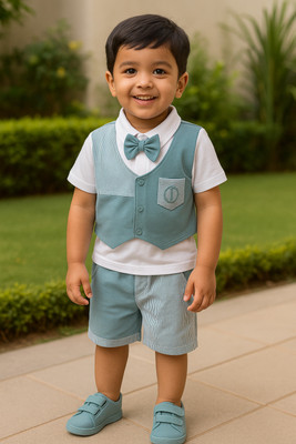 Wishkaro Baby Boys Casual T-shirt Shorts(Blue)