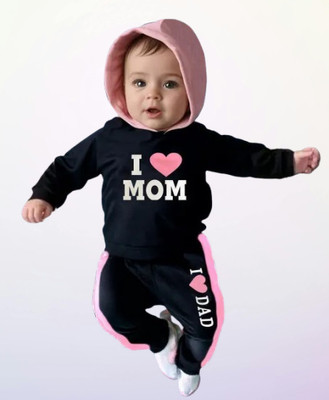 crazyon Baby Boys & Baby Girls Casual T-shirt Pant(BLACK)