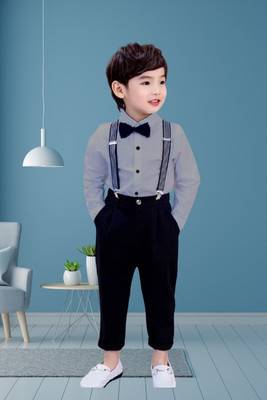 KRIYU CREATION Baby Boys Party(Festive) Shirt Pant(Grey)