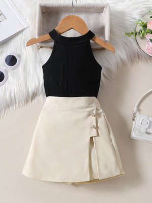 RIYANSHI Girls Casual Top Skirt(BLACK)