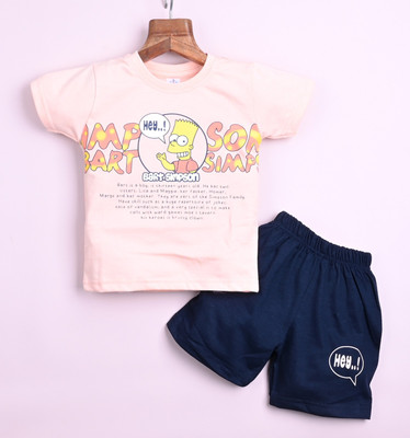 TiruCreations Baby Boys & Baby Girls Casual T-shirt Shorts(Pink)
