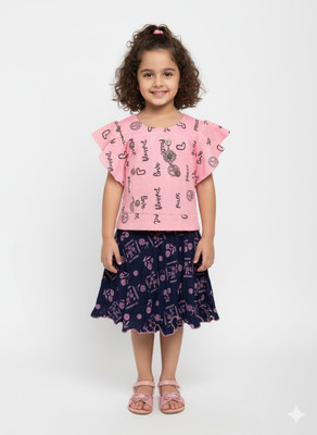 Girijesh Singh Baby Girls Casual Top Skirt(Pink)