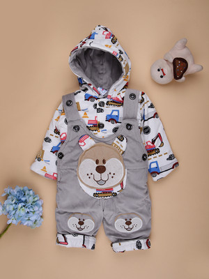 V-MART Baby Boys Casual T-shirt Dungaree(Grey)