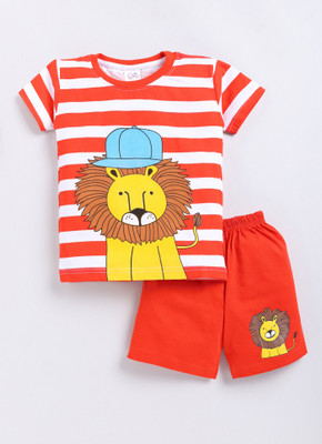 IcePie Baby Boys Casual T-shirt Shorts(Red)