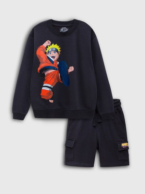 Nap Chief Boys & Girls Casual Sweatshirt Shorts(Dark Grey)