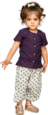 Tiny Bunnies Baby Girls Party(Festive) Top Pant(Purple : White)