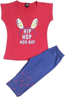 ArpanGarments Baby Girls Casual Top Capri(Red, Blue)