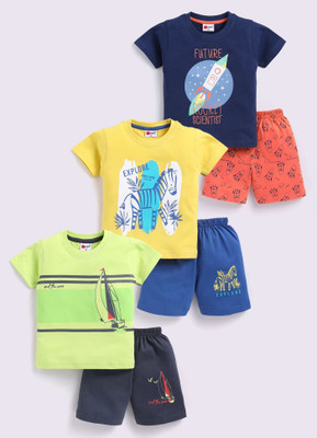 Mars Infiniti Boys Casual T-shirt Shorts(Navy blue, Light Green, Yellow)